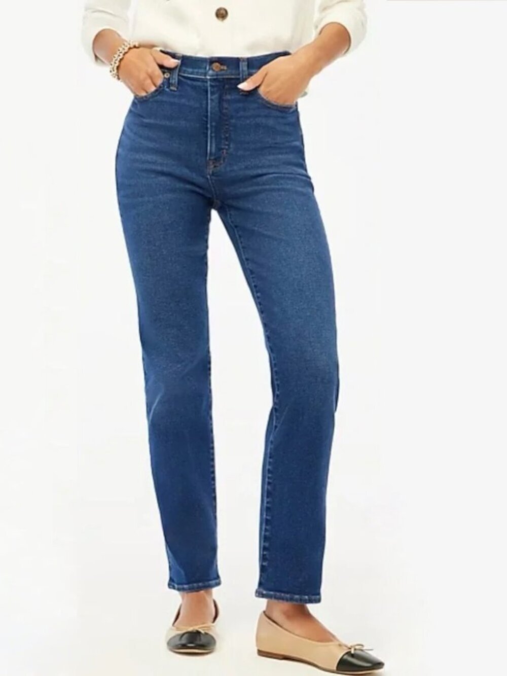 2/$30 J. Crew Essential Straight Jean in All-Day Stretch Meadow Blue Wash #A2937
